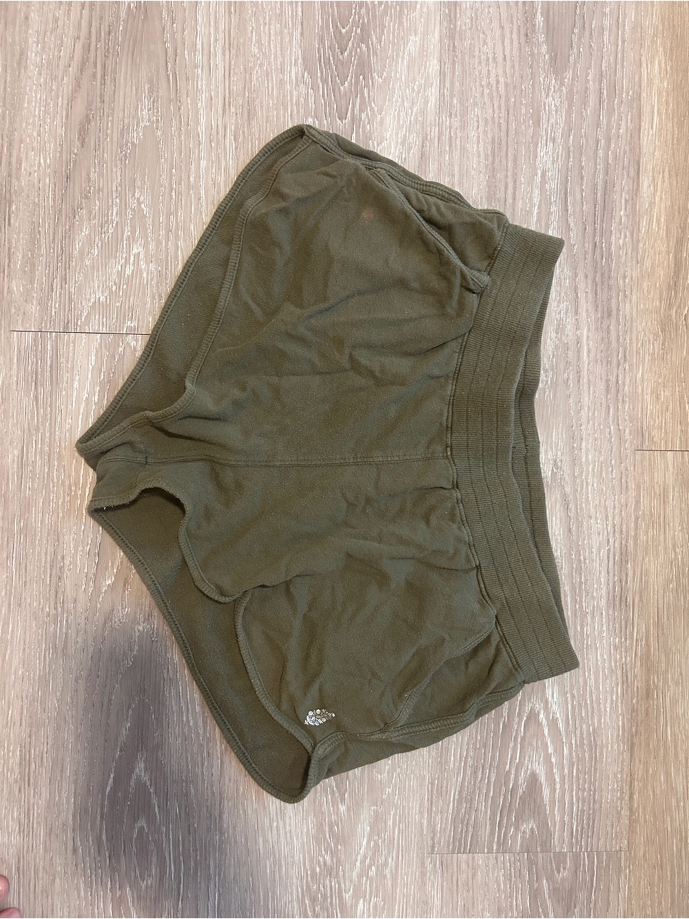 Free People Olive Ribbed Waist Athletic Shorts